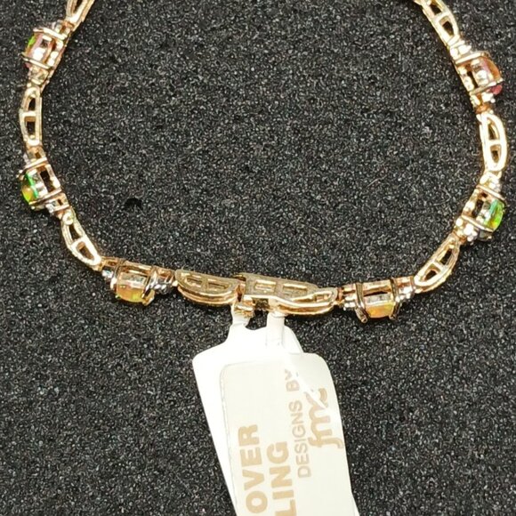 24K Gold Over Sterling Silver Lab-Created Opal Bracelet 7¼" 10g FMC NWT - Picture 5 of 13
